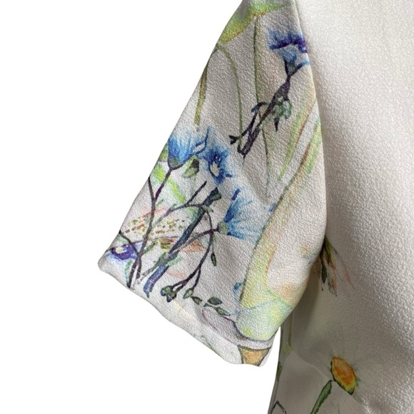 Molly Bracken White Floral Shift Dress Short Sleeve Pockets Small - Picture 6 of 15